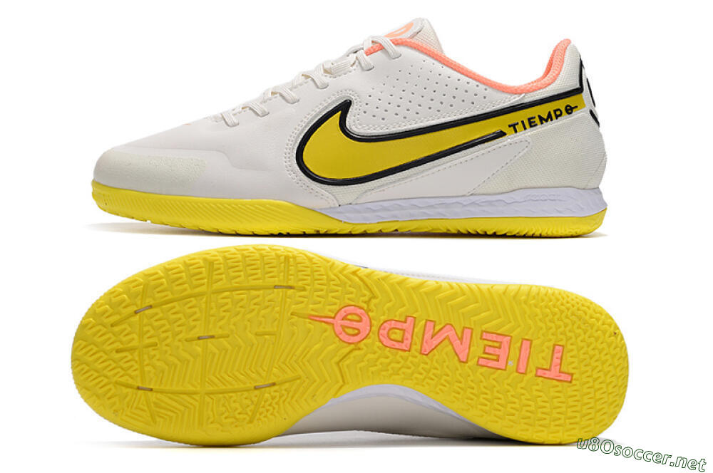 Men's Nike React Tiempo Legend 9 Pro IC Football Shoes - White/Black/Yellow 1