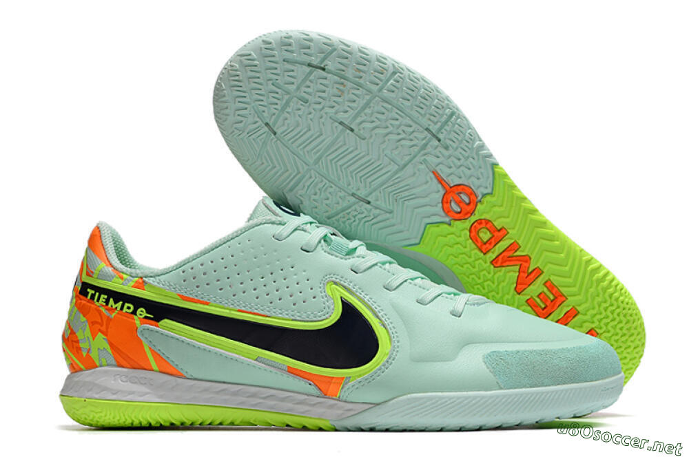Men's Nike React Tiempo Legend 9 Pro IC Football Shoes - Jade/Black/Yellow/Red 2