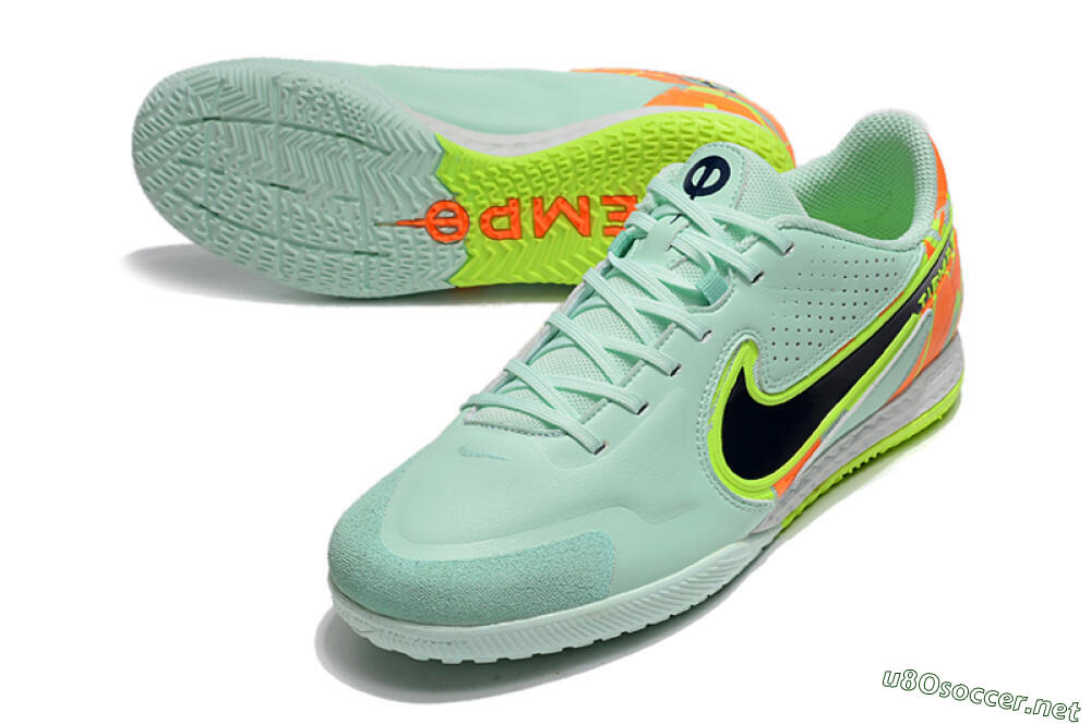 Men's Nike React Tiempo Legend 9 Pro IC Football Shoes - Jade/Black/Yellow/Red 3