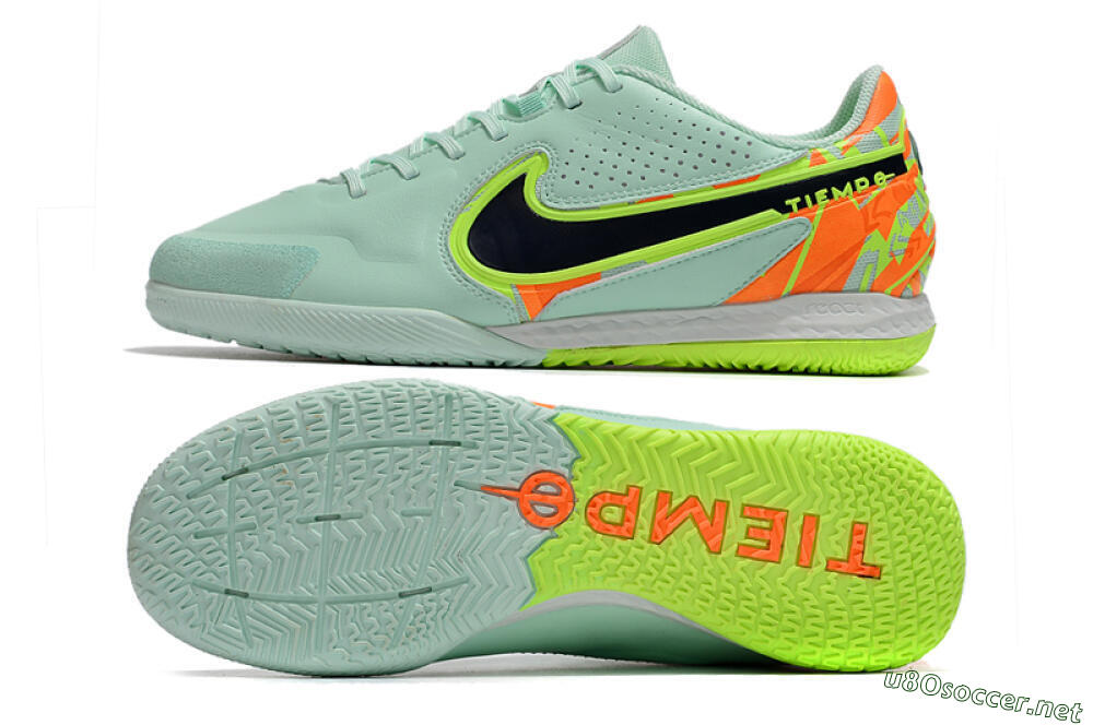Men's Nike React Tiempo Legend 9 Pro IC Football Shoes - Jade/Black/Yellow/Red 1