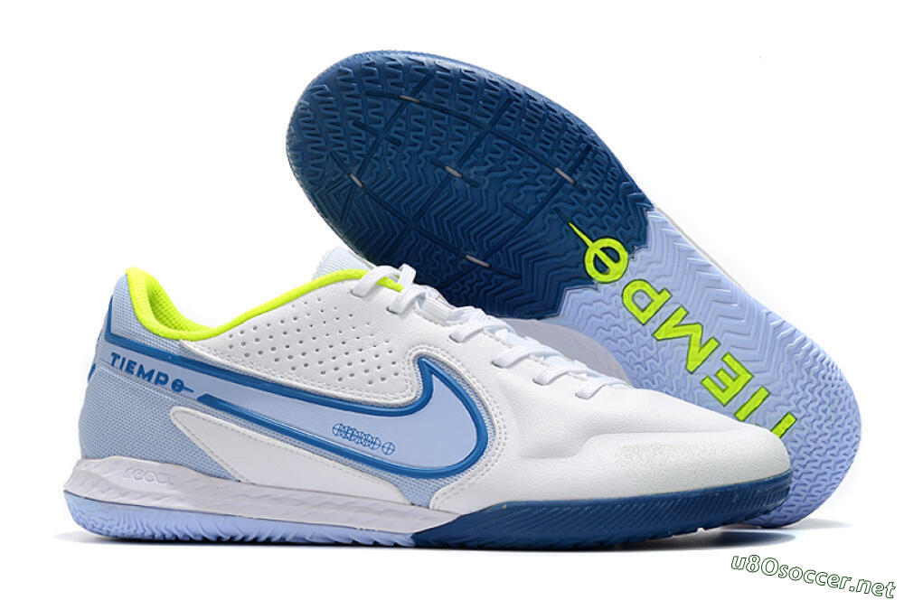 Men's Nike React Tiempo Legend 9 Pro IC Football Shoes - White/Blue/Yellow 2