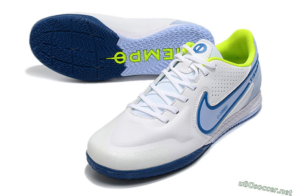 Men's Nike React Tiempo Legend 9 Pro IC Football Shoes - White/Blue/Yellow 3