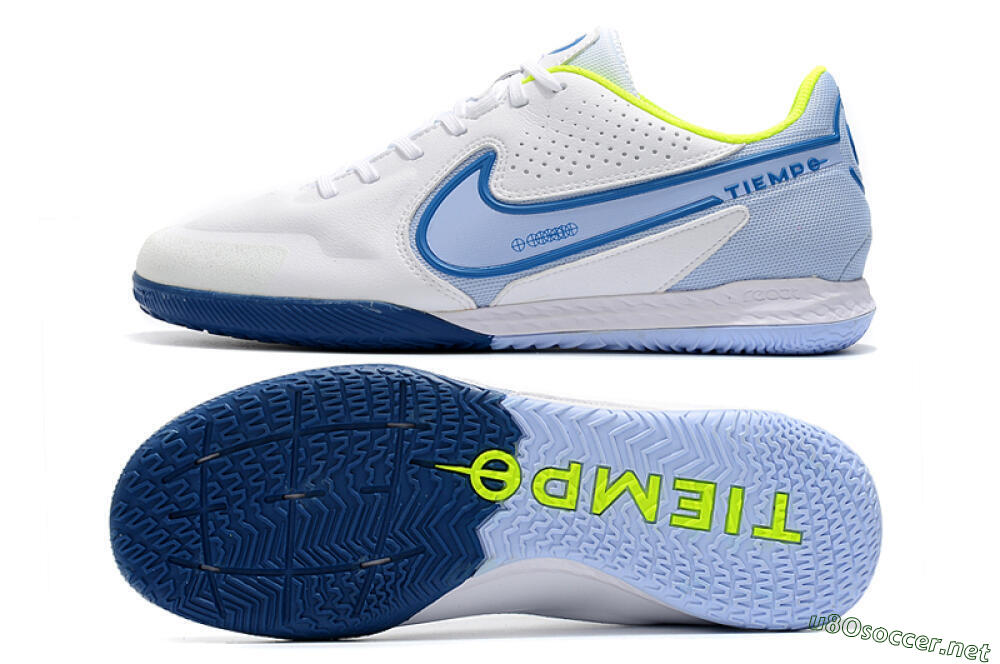 Men's Nike React Tiempo Legend 9 Pro IC Football Shoes - White/Blue/Yellow 1