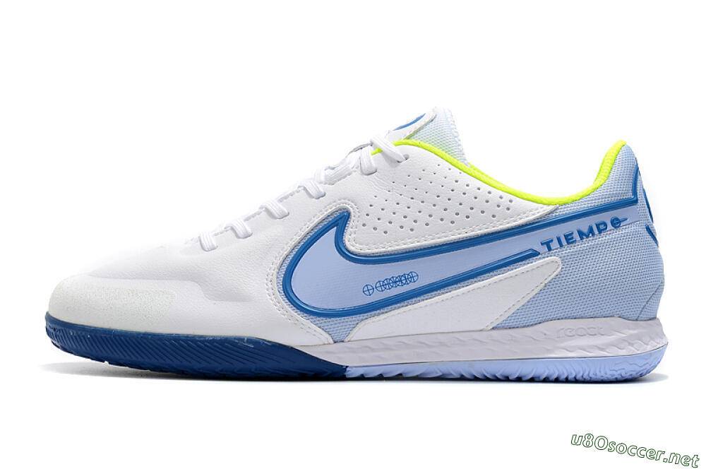 Men's Nike React Tiempo Legend 9 Pro IC Football Shoes - White/Blue/Yellow 0