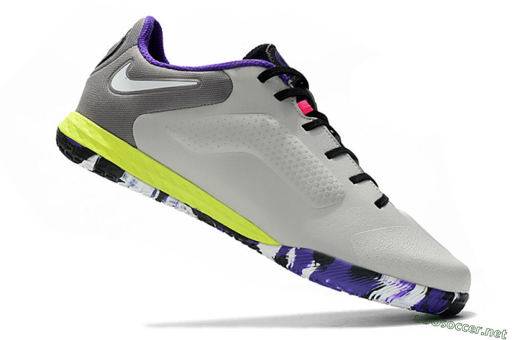 Men's Nike React Tiempo Legend 9 Pro IC Football Shoes - Grey/White/Black/Yellow 4