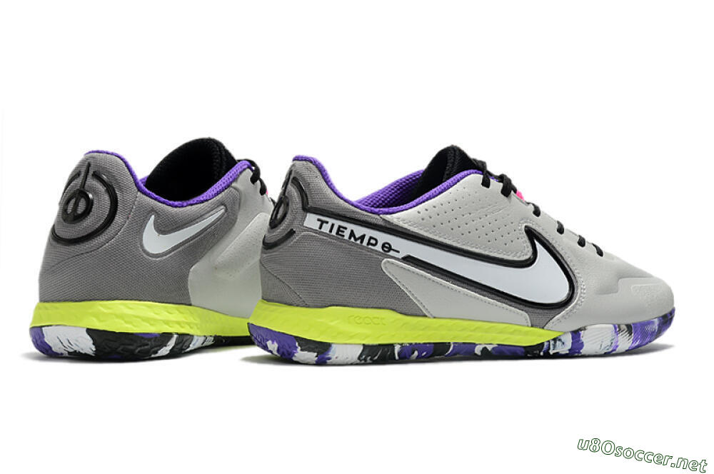 Men's Nike React Tiempo Legend 9 Pro IC Football Shoes - Grey/White/Black/Yellow 6