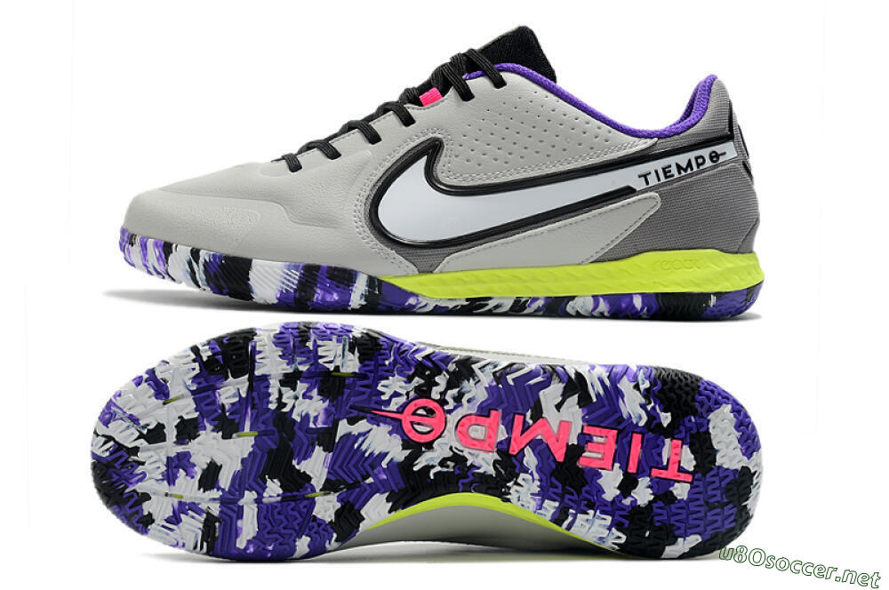 Men's Nike React Tiempo Legend 9 Pro IC Football Shoes - Grey/White/Black/Yellow 1