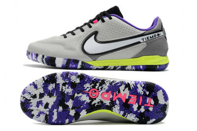 Men's Nike React Tiempo Legend 9 Pro IC Football Shoes - Grey/White/Black/Yellow