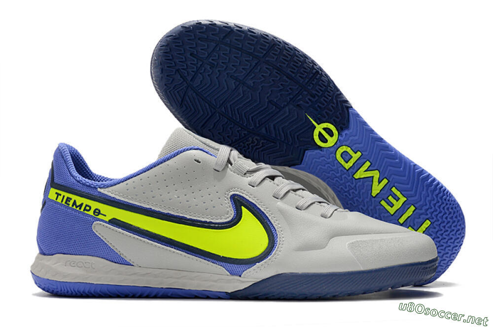 Men's Nike React Tiempo Legend 9 Pro IC Football Shoes - Grey/Yellow/Blue 2