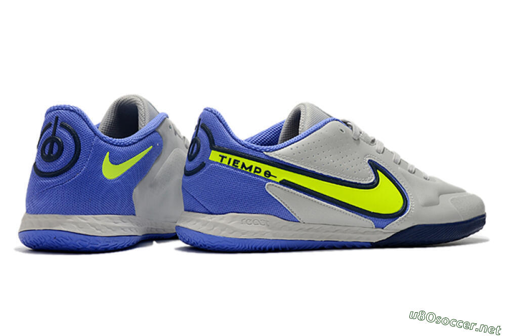 Men's Nike React Tiempo Legend 9 Pro IC Football Shoes - Grey/Yellow/Blue 6