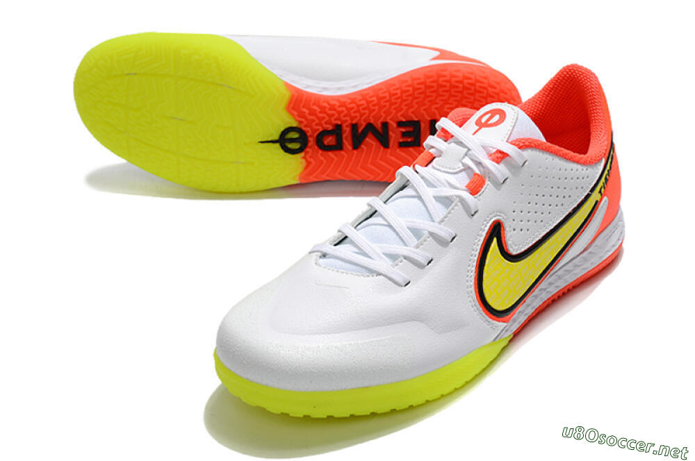 Men's Nike React Tiempo Legend 9 Pro IC Football Shoes - White/Yellow/Red 3