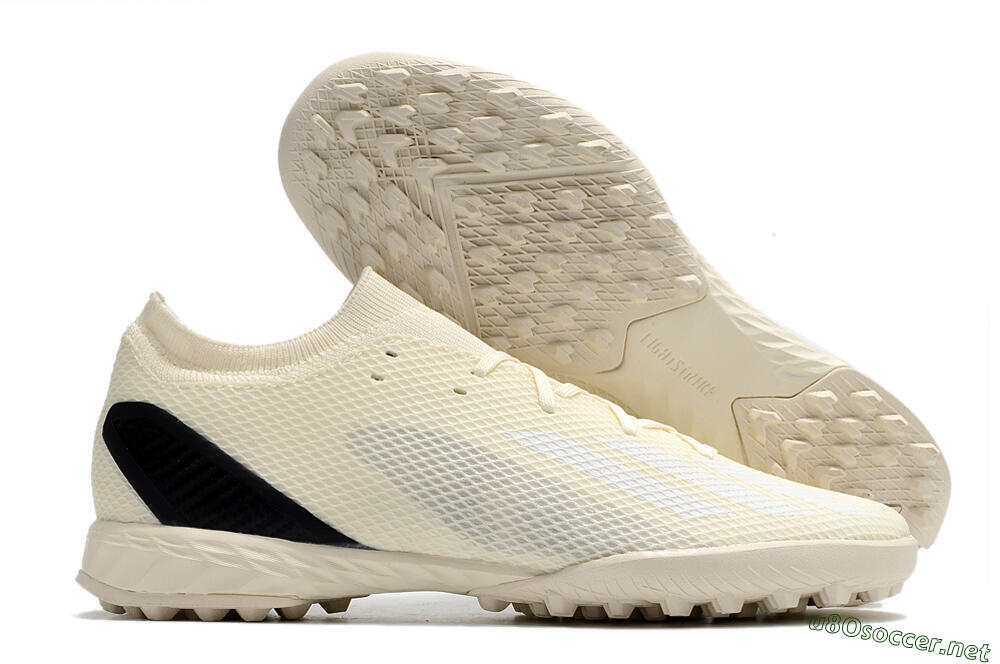 Men's Adidas X Speedportal.3 TF Football Shoes - Beige/White/Black 2