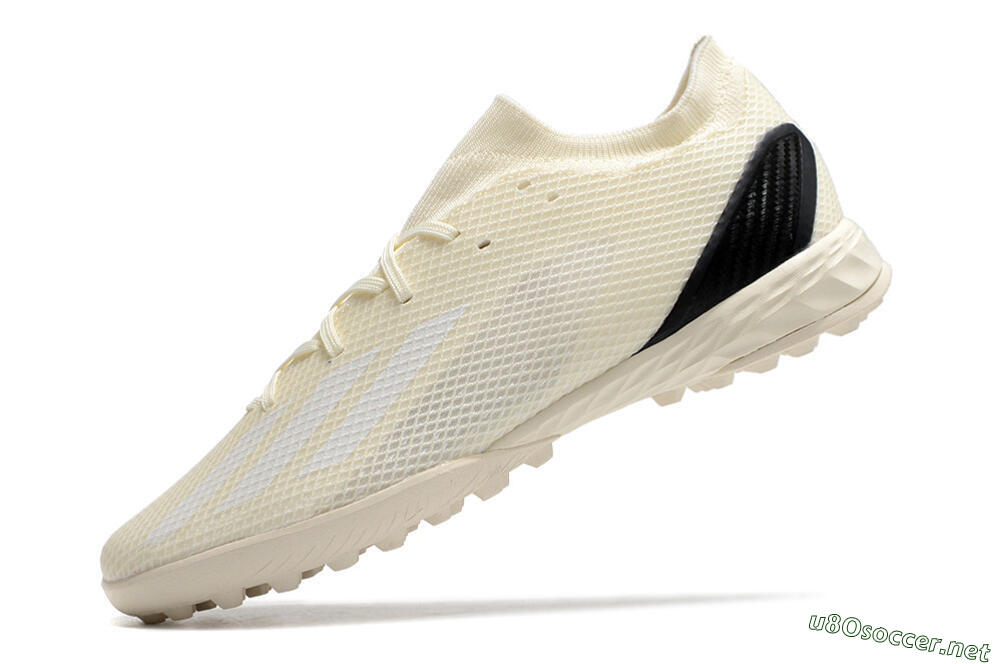 Men's Adidas X Speedportal.3 TF Football Shoes - Beige/White/Black 5
