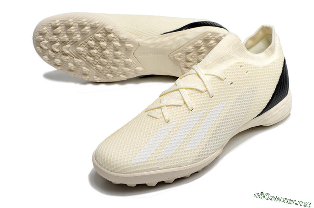Men's Adidas X Speedportal.3 TF Football Shoes - Beige/White/Black 3