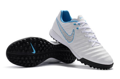 Men's Nike Tiempox Ligera IV TF Football Shoes - White/Silver/Blue