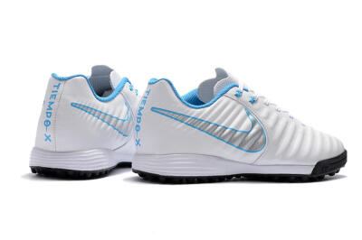 Men's Nike Tiempox Ligera IV TF Football Shoes - White/Silver/Blue