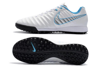 Men's Nike Tiempox Ligera IV TF Football Shoes - White/Silver/Blue