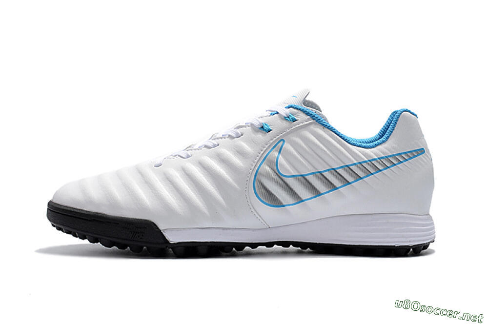 Men's Nike Tiempox Ligera IV TF Football Shoes - White/Silver/Blue 0