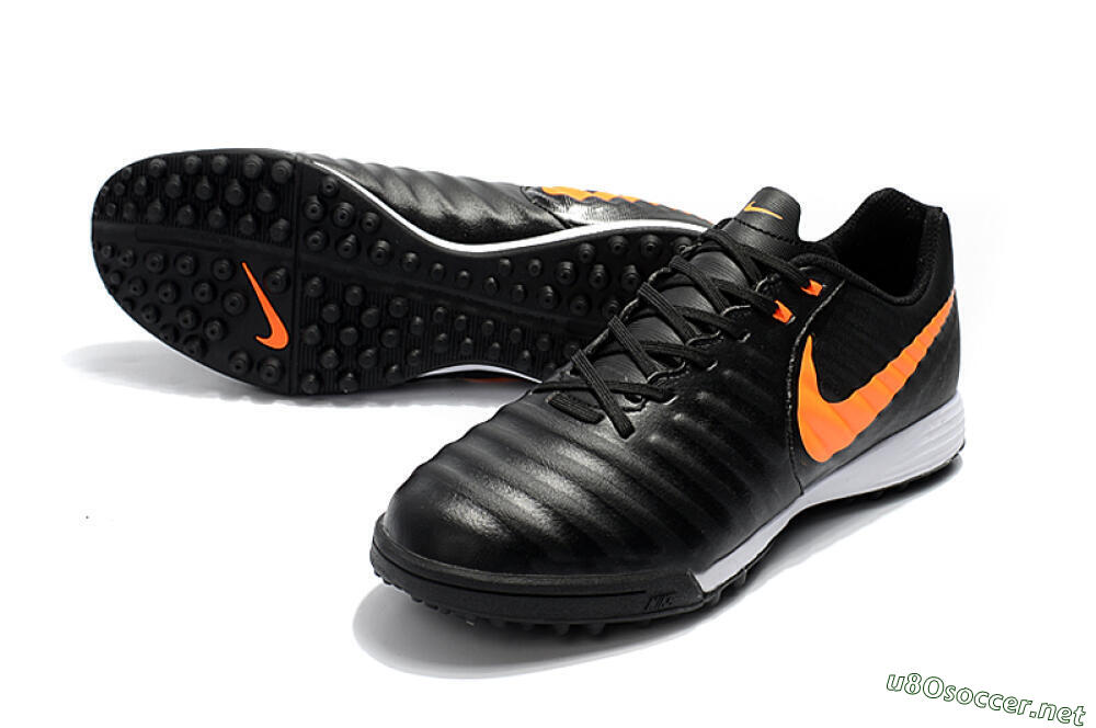 Men's Nike Tiempox Ligera IV TF Football Shoes - Black/Orange/White 3