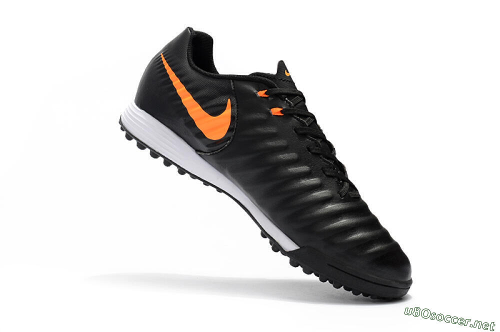 Men's Nike Tiempox Ligera IV TF Football Shoes - Black/Orange/White 7