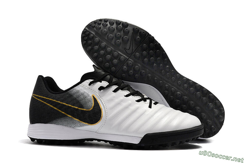 Men's Nike Tiempox Ligera IV TF Football Shoes - White/Gold/Black 2