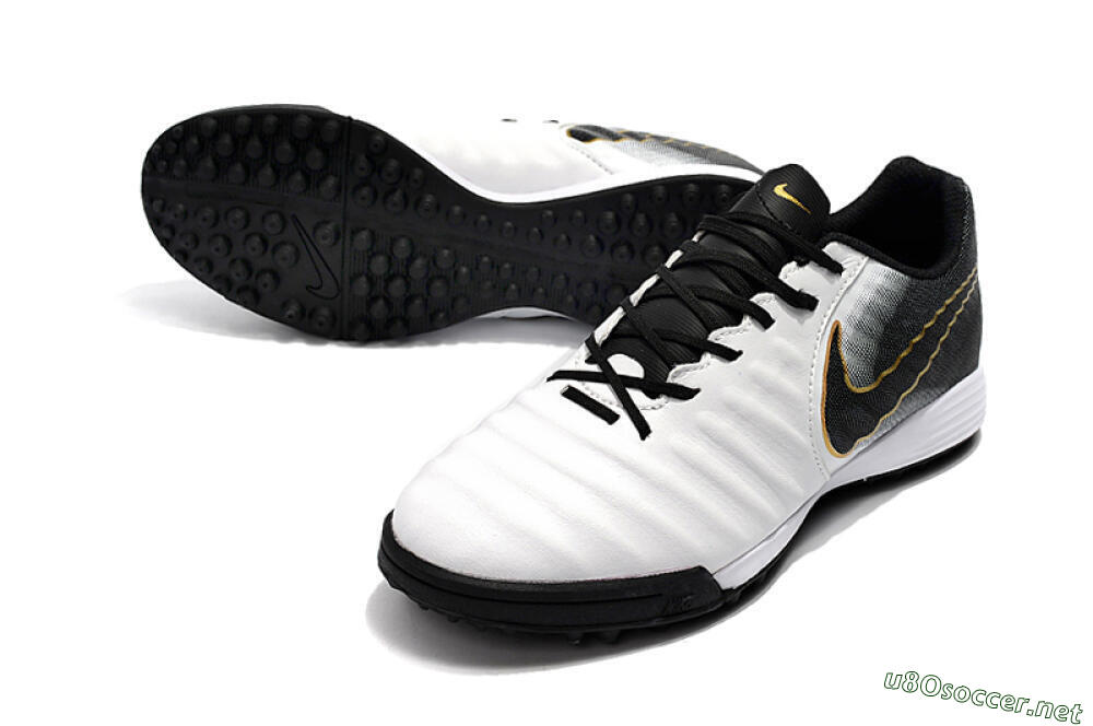 Men's Nike Tiempox Ligera IV TF Football Shoes - White/Gold/Black 3