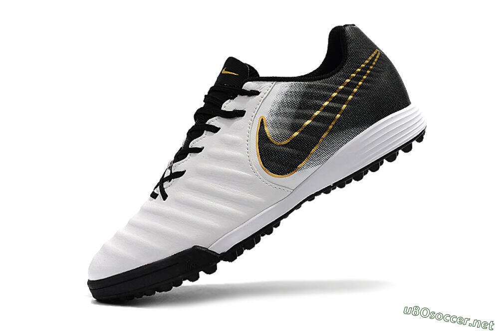 Men's Nike Tiempox Ligera IV TF Football Shoes - White/Gold/Black 8