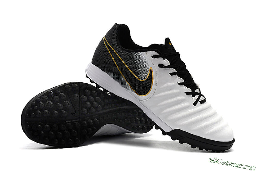 Men's Nike Tiempox Ligera IV TF Football Shoes - White/Gold/Black 4