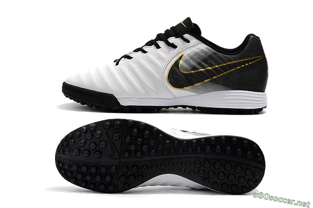 Men's Nike Tiempox Ligera IV TF Football Shoes - White/Gold/Black 1