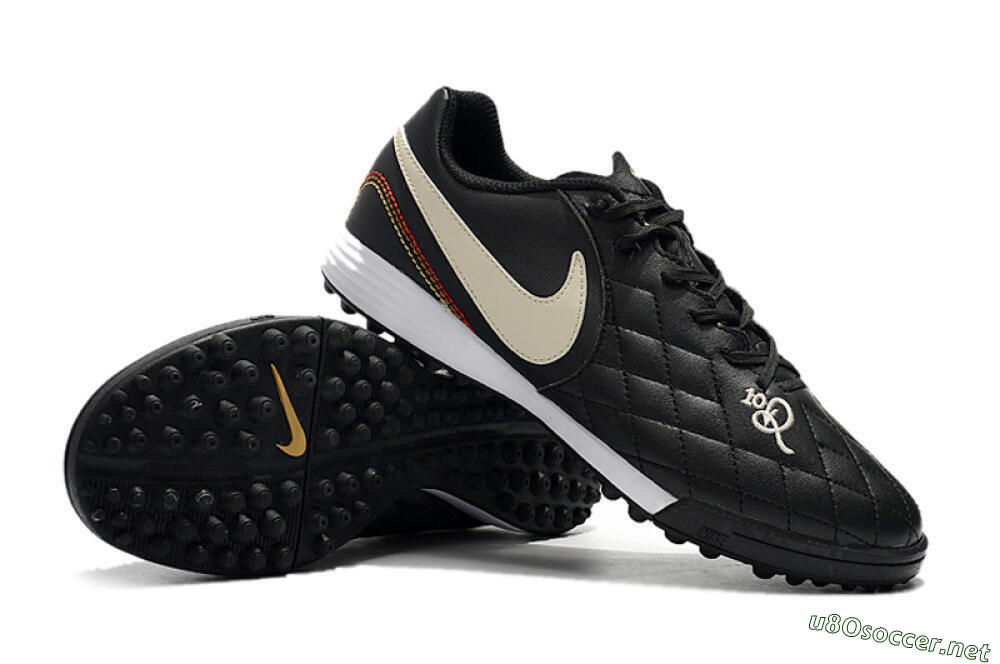 Men's Nike Tiempox Finale 10R TF Football Shoes - Black/Beige/White 4