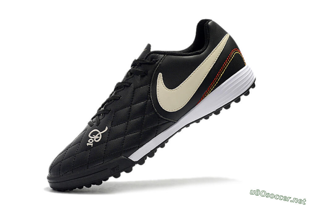 Men's Nike Tiempox Finale 10R TF Football Shoes - Black/Beige/White 8