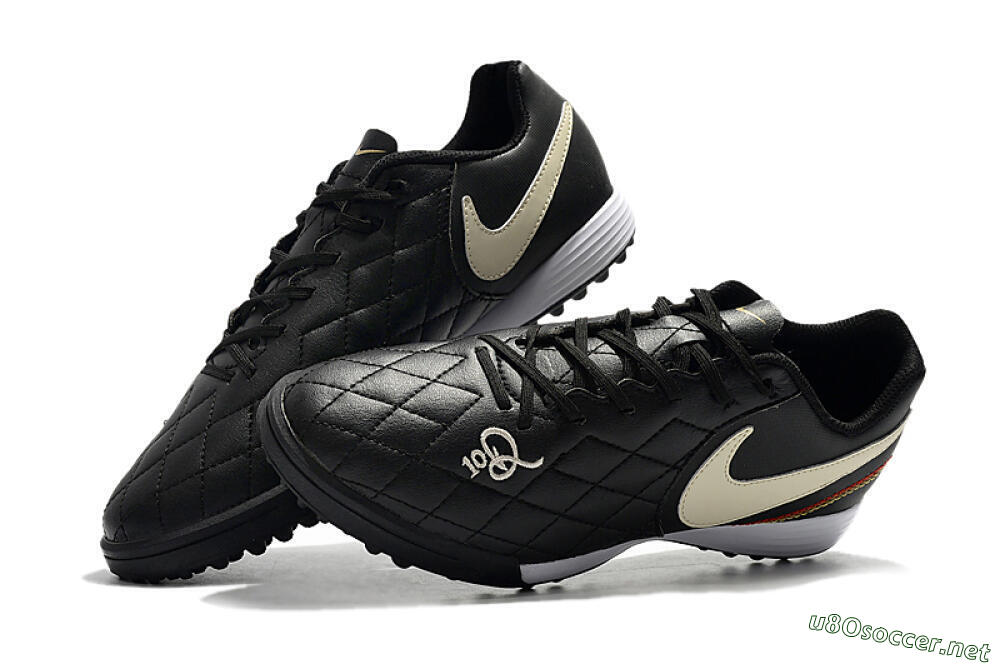 Men's Nike Tiempox Finale 10R TF Football Shoes - Black/Beige/White 6