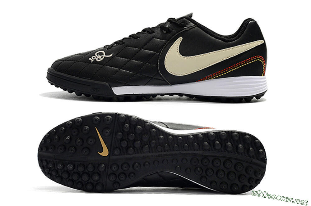 Men's Nike Tiempox Finale 10R TF Football Shoes - Black/Beige/White 1
