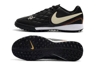 Men's Nike Tiempox Finale 10R TF Football Shoes - Black/Beige/White