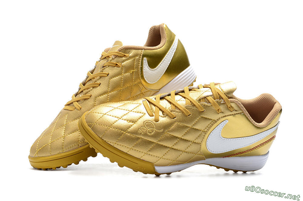 Men's Nike Tiempox Finale 10R TF Football Shoes - Gold/White 6