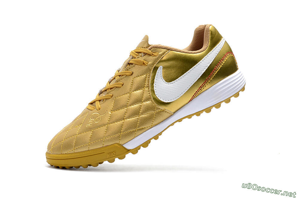 Men's Nike Tiempox Finale 10R TF Football Shoes - Gold/White 8