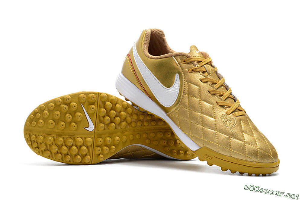 Men's Nike Tiempox Finale 10R TF Football Shoes - Gold/White 4