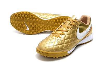 Men's Nike Tiempox Finale 10R TF Football Shoes - Gold/White