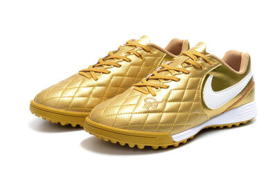 Men's Nike Tiempox Finale 10R TF Football Shoes - Gold/White