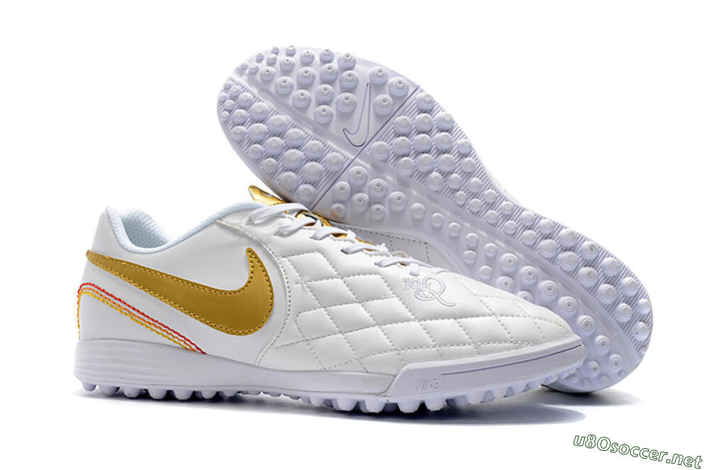 Men's Nike Tiempox Finale 10R TF Football Shoes - White/Gold/Red 2