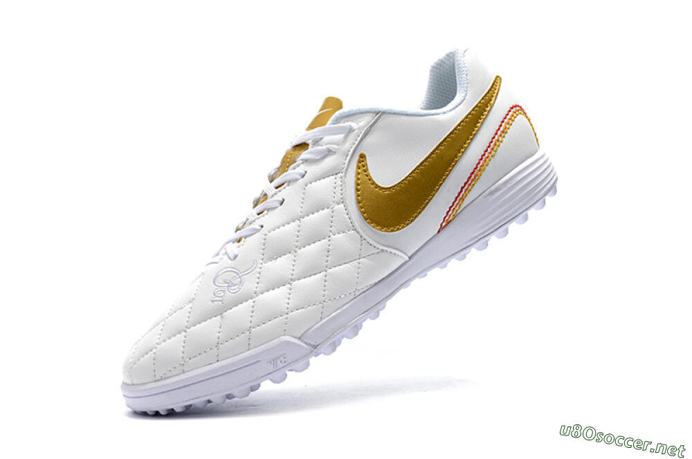 Men's Nike Tiempox Finale 10R TF Football Shoes - White/Gold/Red 8