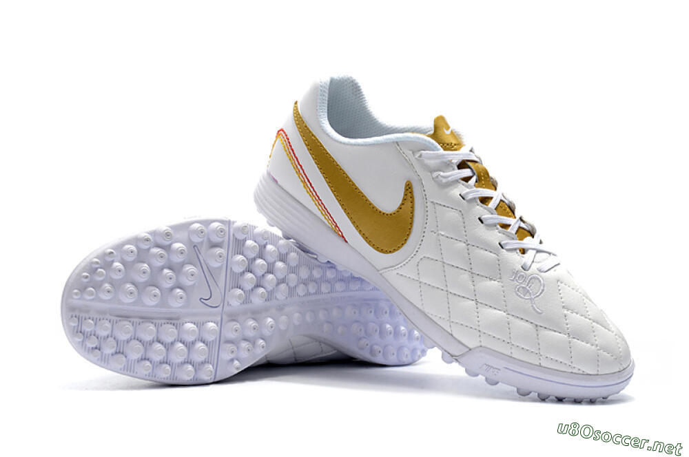 Men's Nike Tiempox Finale 10R TF Football Shoes - White/Gold/Red 4