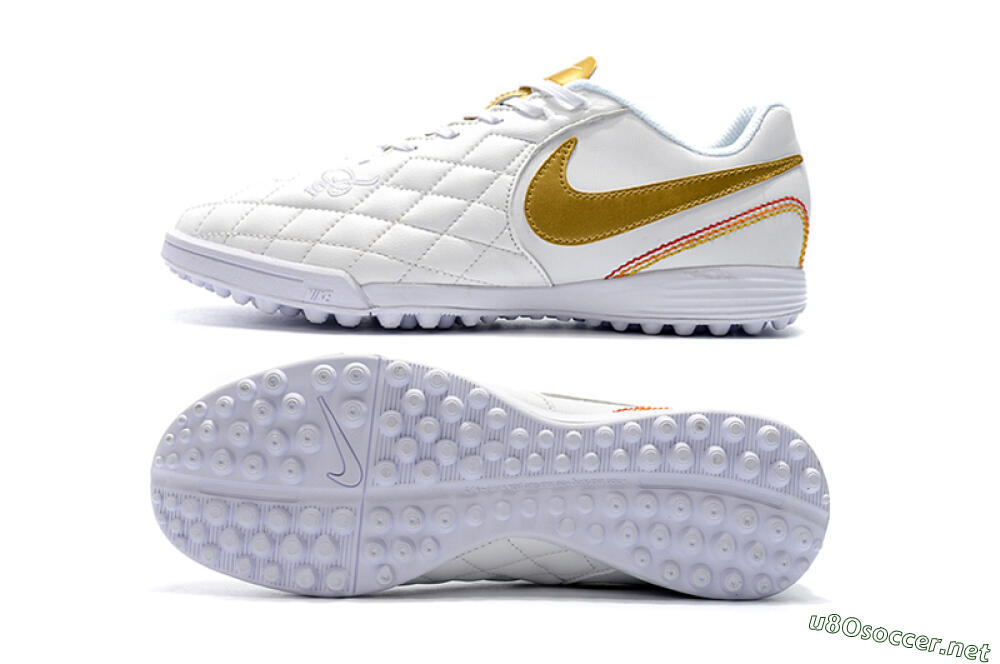 Men's Nike Tiempox Finale 10R TF Football Shoes - White/Gold/Red 1