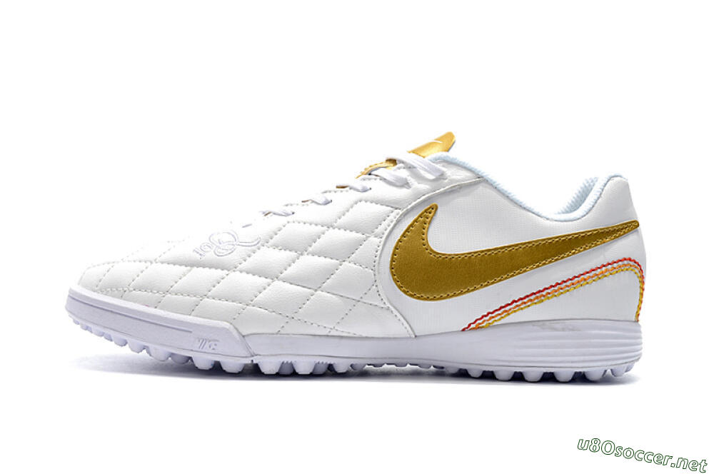 Men's Nike Tiempox Finale 10R TF Football Shoes - White/Gold/Red 0