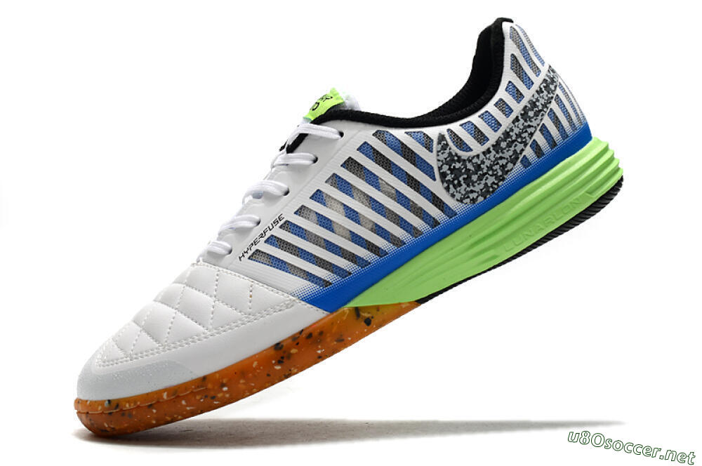 Men's Nike Lunar Gato 2 IC Football Shoes - White/Black/Blue/Yellow 5