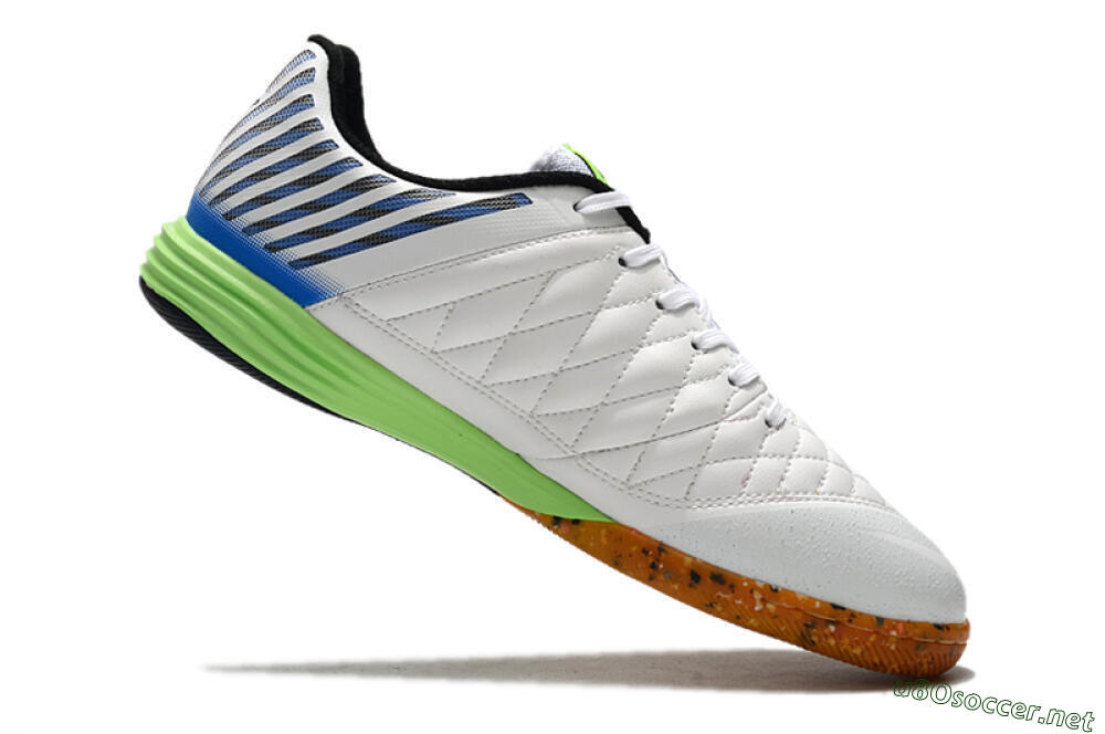 Men's Nike Lunar Gato 2 IC Football Shoes - White/Black/Blue/Yellow 4