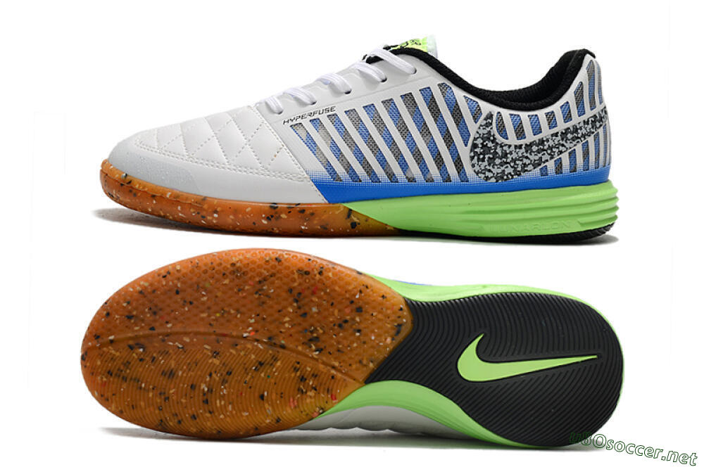 Men's Nike Lunar Gato 2 IC Football Shoes - White/Black/Blue/Yellow 1