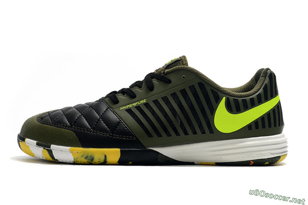 Men's Nike Lunar Gato 2 IC Football Shoes - Black/Green/Yellow 0