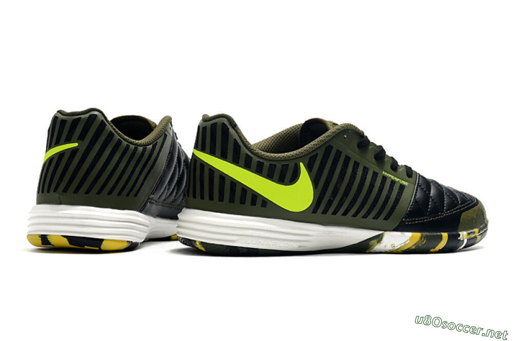 Men's Nike Lunar Gato 2 IC Football Shoes - Black/Green/Yellow 6