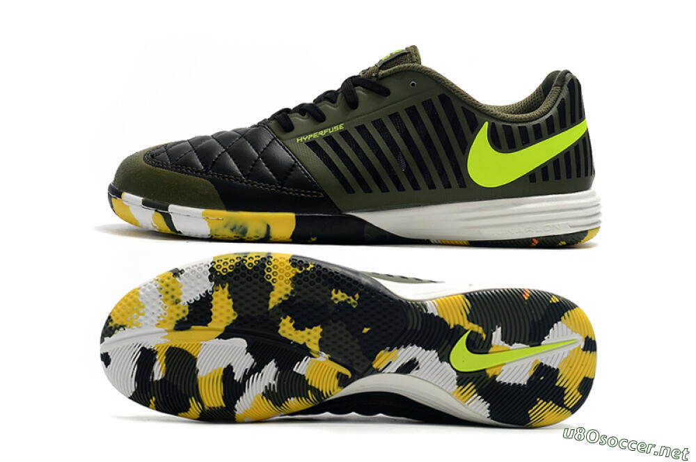 Men's Nike Lunar Gato 2 IC Football Shoes - Black/Green/Yellow 1